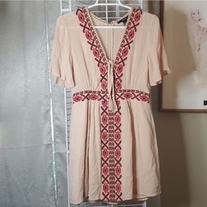 Forever 21 Embroidered Boho Aztec Greek Mini Dress Woman's Size Small